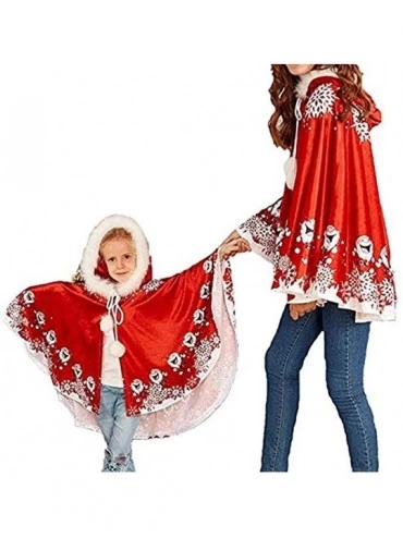 Robes 1Pcs Family Matching Christmas Snata Cloak Red Cape Robe with Hooded - Women Cloak - CP18I762YXL $23.00