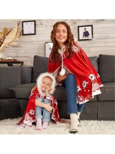 Robes 1Pcs Family Matching Christmas Snata Cloak Red Cape Robe with Hooded - Women Cloak - CP18I762YXL $10.75
