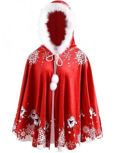Robes 1Pcs Family Matching Christmas Snata Cloak Red Cape Robe with Hooded - Women Cloak - CP18I762YXL $10.75