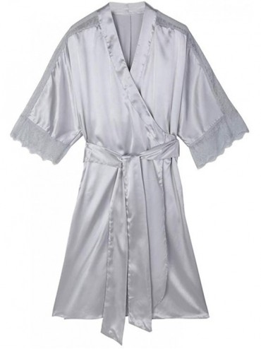 Nightgowns & Sleepshirts Women's Nightgown Sexy Pajamas Silky Satin Lace Nightdress Bathrobe Sleepswear - Gray - CS1902N85I3 ...