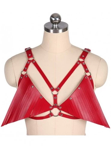 Garters & Garter Belts Women Punk Leather Harness Tassel Body Breast Caged Bralette Strap Adjustable Gothic Rave Festival Cos...