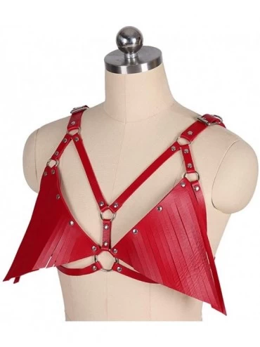 Garters & Garter Belts Women Punk Leather Harness Tassel Body Breast Caged Bralette Strap Adjustable Gothic Rave Festival Cos...