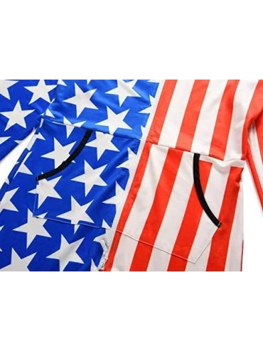 Sleep Sets Men's Unisex American-Flag Hooded Jumpsuit One-Piece Non Footed Pajamas - L - CR1994C4I38 $28.24