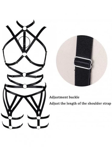 Garters & Garter Belts Women's Body Harness Bra Set Strap Bra Hollow Punk Gothic Carnival Plus Size Clothing Accessories - Bl...