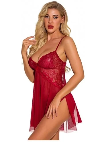 Bustiers & Corsets Sex Lingerie for Women Push Up Underwear with Thong Set Pajamas Sleepwear Nightdress - Wine - CN196IXSK66 ...