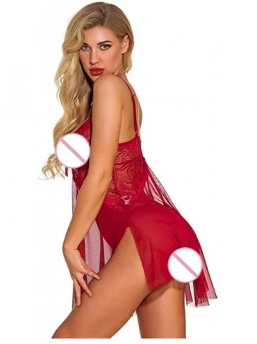 Bustiers & Corsets Sex Lingerie for Women Push Up Underwear with Thong Set Pajamas Sleepwear Nightdress - Wine - CN196IXSK66 ...