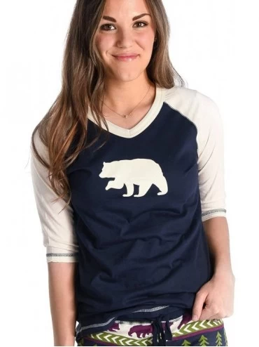 Tops Women's Leggings and Tees- Pajama Separates- Cozy Loungewear for Women - Bear Fair Isle Womens Pajama Shirt - CD18T2CW8N...
