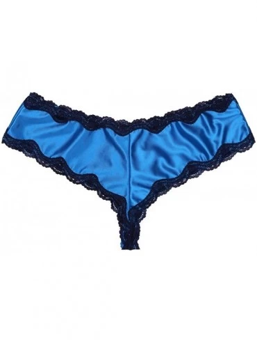 Briefs Mens Lace Trim Crossdresser Lingerie Underwear Sissy Pouch Girlie Bikini Briefs Thong - Blue - CW19DCCO6KW $12.75