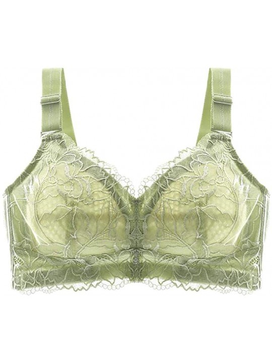 Bras Women's Sexy Lace Crop Tops Vest Seamlesss Wire Free Sports Bras Full Coverage Lace Everyday Bras Underwear - Green - CN...