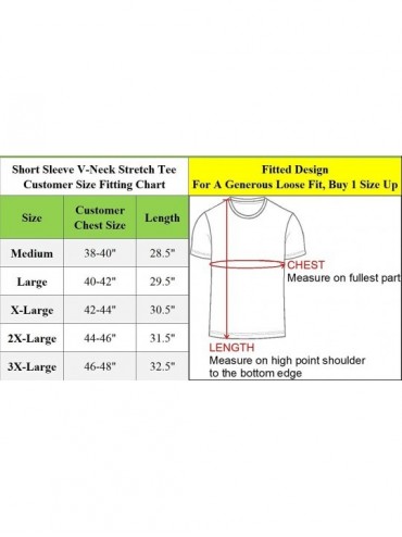 Undershirts Men's Short Sleeve V-Neck Cotton Stretch Tees - Navy - White - C118WSR50NN $38.62