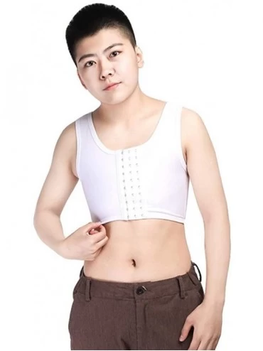 Bustiers & Corsets Chest Binder Mesh Front Clasp Underwear for Trans Lesbian Tomboy - White - C2192ON9N37 $31.92