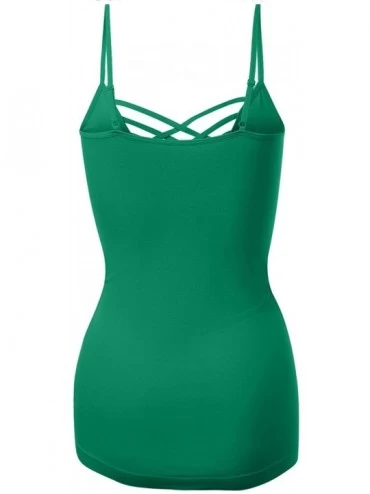 Camisoles & Tanks Women's Lattice Front Seamless Cami with Adjustable Strap Tops - 115-kellygreen - CL18DRW4UHY $10.99