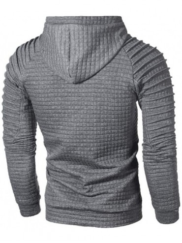 Shapewear Men's Outdoors Jacket Running Sports Plaid Pullover Regular Fit Hooded Sweatshirt Casual Outwear - Khaki - CG194KHS...