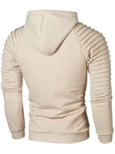 Shapewear Men's Outdoors Jacket Running Sports Plaid Pullover Regular Fit Hooded Sweatshirt Casual Outwear - Khaki - CG194KHS...