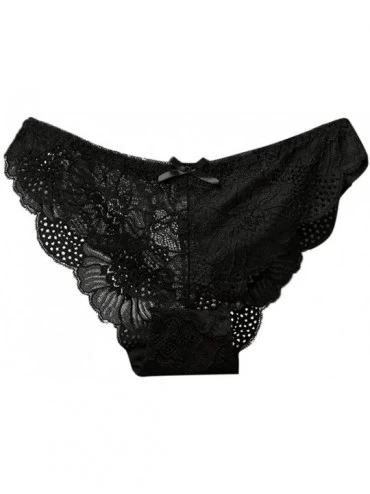 Thermal Underwear Women Lace Sexy Seamless Traceless Sexy Lingerie Panties Briefs - Black - CD18SRW2ULM $18.64