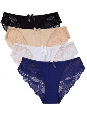 Panties Womens Lace Bikini Panties Low Rise Lingerie Underwear Assorted Briefs - Lace Trim Panties - CT18NWW78NH $36.47