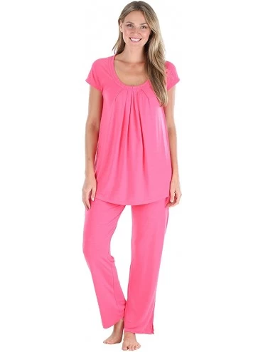 Nightgowns & Sleepshirts Women's Soft Lightweight Sleepwear - Pajama Set - Fuchsia - CO129U3MD8B $45.81