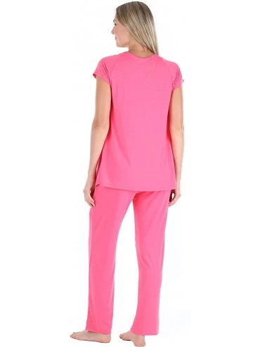 Nightgowns & Sleepshirts Women's Soft Lightweight Sleepwear - Pajama Set - Fuchsia - CO129U3MD8B $27.86