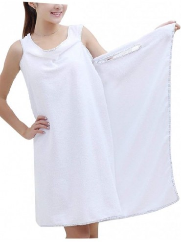 Robes Women's Robes Wearable Wrap Bath Towel Tube Skirt Room Wear Bathrobe - White - CW1984C59QH $38.70