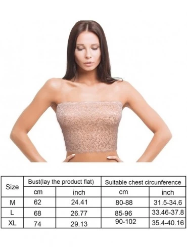 Camisoles & Tanks 4 Pieces Women's Lace Tube Top Bra Stretchy Strapless Bandeau for Girls - Black- White- Beige- Gray - CB18S...