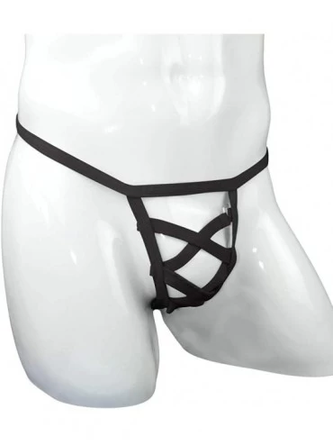 G-Strings & Thongs Men's Spider Straps Thong- Sexy Lingerie Open Pouch Low Waist Bikini Briefs G-String Thong Underwear - Cof...