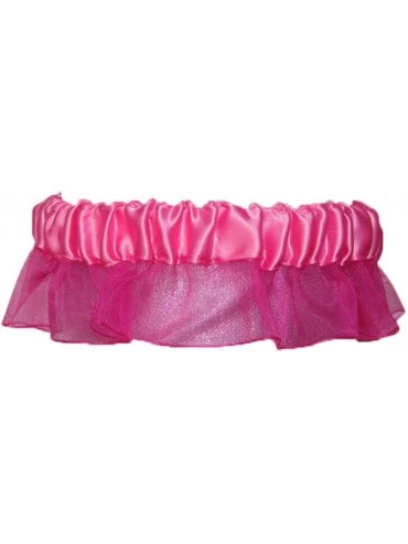 Garters & Garter Belts Scarlett Satin and Organza Garter- Fuchsia/Hot Pink - Fuchsia/Hot Pink - CQ125Q7HIHV $17.86