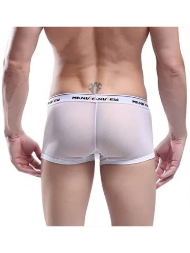 Boxer Briefs Men's Mesh Pouch Soft Briefs Underwear Bikini Boxer Brief Short Underpants - White - CZ18CIOLG3O $21.08