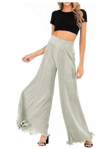 Bottoms Women's Slim Fit Over Waist Long Pants Lounge Draped Straight Pants - Light Green - C319C70I53E $61.30