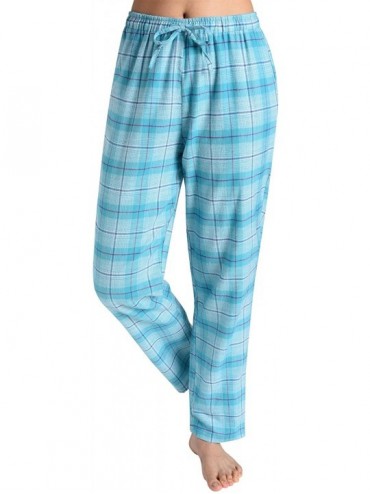 Bottoms Women's Pajama Pants Cotton Lounge Pants Plaid PJs Bottoms - Turquoise - CO188QAKH8S $43.75