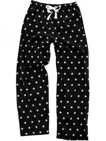 Sets 100% Woven Cotton Soft & Cozy Flannel Pants & Care Guide Adult - Black Stars - C219987ZIHA $35.02
