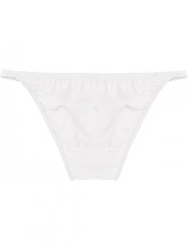 Bikinis Men's Silk Underwear Sexy Adjustable Low Rise Bikini Briefs - White - C418KMQZZ5C $31.81