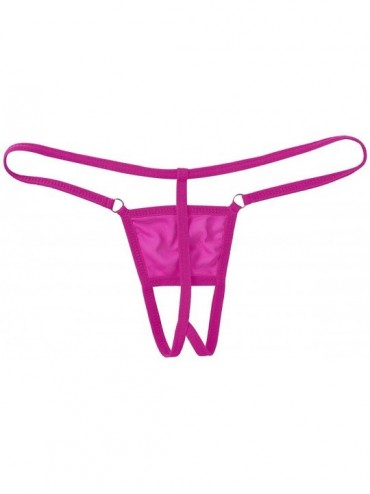 G-Strings & Thongs Men's Sheer Mesh See Through Low Rise T-Back Bikini Briefs G-String Thong Underwear - Rose - CQ19D8TALYE $...