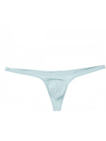 G-Strings & Thongs Men's Sexy T-Back Silk Low Rise Bulge Pouch Bikini Briefs Thongs Underwear Swimwear - Powderblue - CN18KMS...