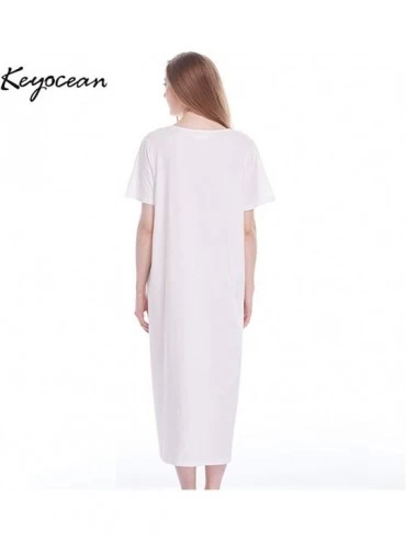 Nightgowns & Sleepshirts Women Nightgown 100% Cotton- Soft Comfy Lightweight Lace Trim Short Sleeve Long Sleepwear Lounge-wea...