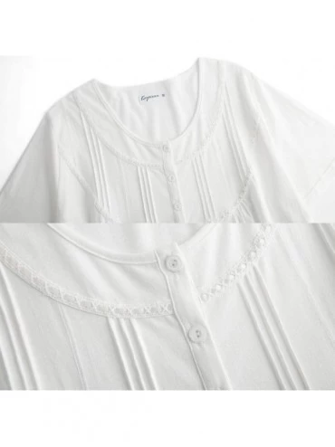 Nightgowns & Sleepshirts Women Nightgown 100% Cotton- Soft Comfy Lightweight Lace Trim Short Sleeve Long Sleepwear Lounge-wea...