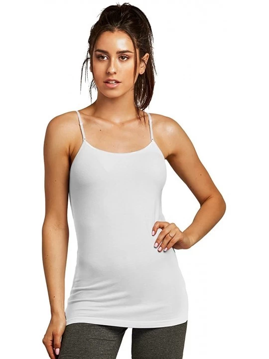 Camisoles & Tanks Camisole - Women's Fitted Cotton Camisole (2 Pack) - White (2pk) - CW18E94RZI3 $10.97