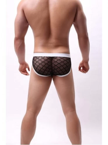 Briefs Men's Gridding See Through Mesh Bikini Briefs Low Rise Underwear - 3*black - CG18ZKH60GD $16.97