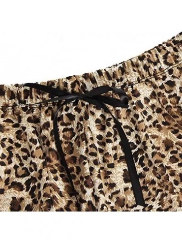 Sets Women's Lace Satin Sleepwear Leopard Print Cami Top and Shorts Pajama Set - A-gold - CU193G9ARGS $10.57