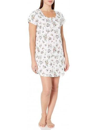Nightgowns & Sleepshirts Women's Pajama Short Sleeve Pj Sleepdress - Novelty Peach - CQ18S8SATLZ $22.27