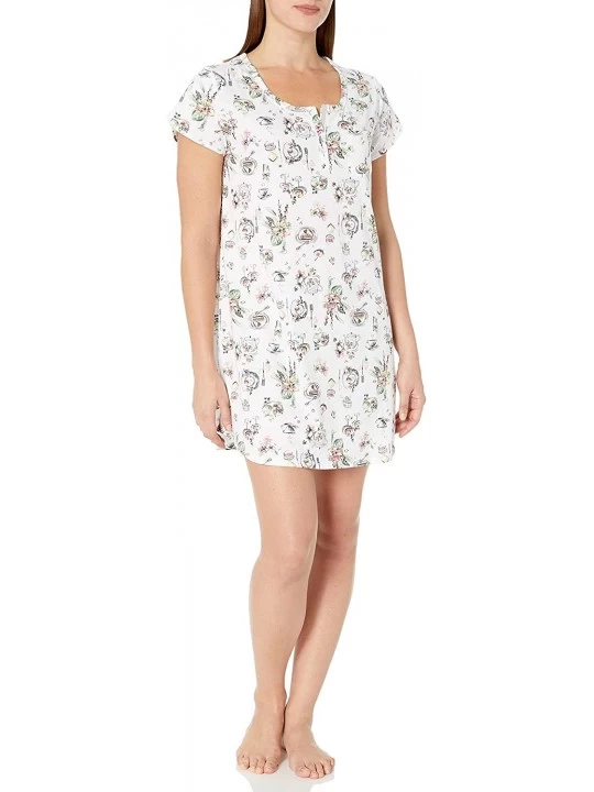Nightgowns & Sleepshirts Women's Pajama Short Sleeve Pj Sleepdress - Novelty Peach - CQ18S8SATLZ $22.27