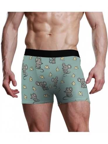 Boxer Briefs Men's Funny Pigs Boxer Briefs Sport Underwear Stretch Trunks - Cute Mouse Rat Cheese - C8193C308CG $31.65