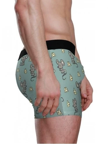 Boxer Briefs Men's Funny Pigs Boxer Briefs Sport Underwear Stretch Trunks - Cute Mouse Rat Cheese - C8193C308CG $14.11