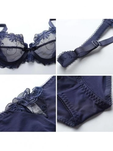 Bras Trendy Unlined Lingerie Set Bra and Transparent Panty Sexy Lace Flower Embroidery Underwear Mesh Seamless 2019 Summer Ne...