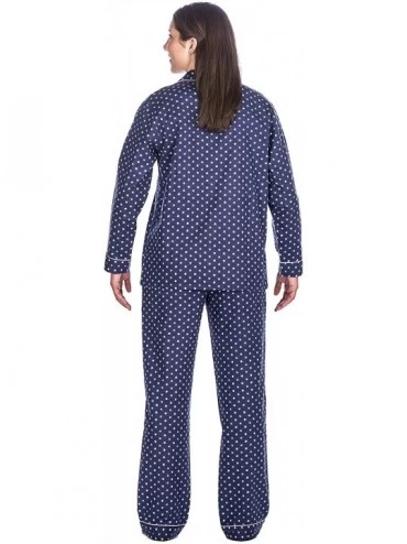 Sets Twin Boat Womens 100% Cotton Flannel Pajama Sleepwear Set - Stars Blue [Relaxed Fit] - C5121NPGATB $34.92