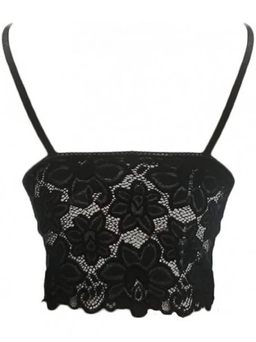 Bras Women Lingerie Plus Size Vest Crop Wireless Bra Sexy V-Neck Underwear Camisole Bodysuit - Black - CY195KHZDT4 $10.87