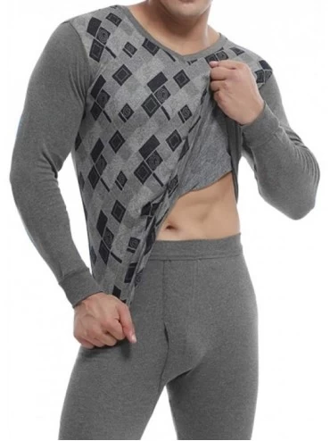 Thermal Underwear Thermal Underwear for Men V-Neck Long Johns Set Ultra Soft Top and Bottom Base Layer - Color1 - C6192NXKIHW...