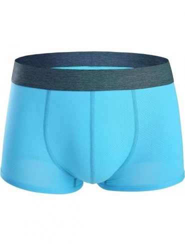 Boxer Briefs Men's Silky Boxer Briefs Short Leg Mesh Breathable Underwear - Blue - CC1982ZIW2N $11.15
