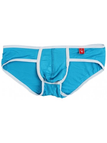 Briefs Men Underwear Sexy Underpants Solid Color Regular Soft Bulge Pouch Shorts - Blue - C418OHKKI7L $18.17