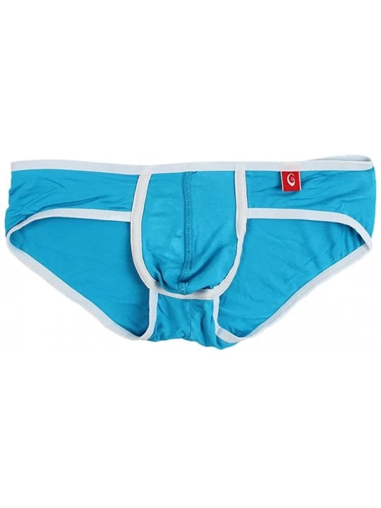 Briefs Men Underwear Sexy Underpants Solid Color Regular Soft Bulge Pouch Shorts - Blue - C418OHKKI7L $7.35