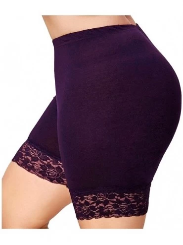 Shapewear Lace Shorts Underwear Yoga Shorts Stretch Safety Short Leggings Plus Size Undershorts for Women Girls - Purple - CW...